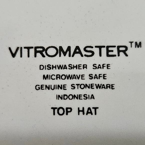 Vitromaster Top Hat 8" Salad Plates Set of 4 Black & White Stoneware Indonesia - Picture 3 of 6